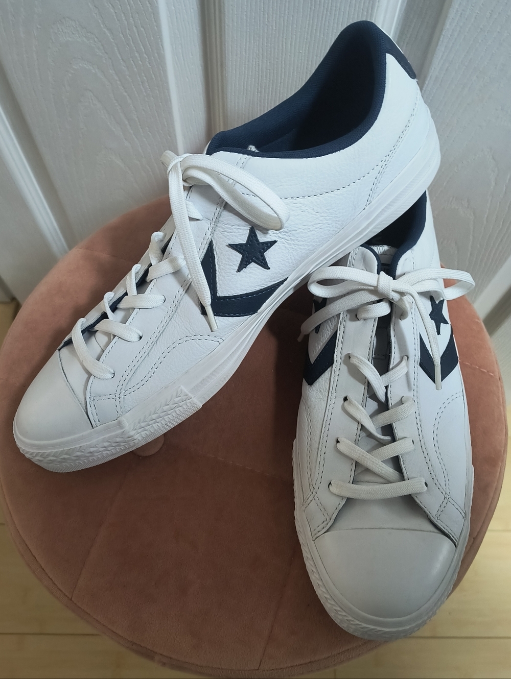 Converse Star Player Leather OX - 159740/White/Navy/White Size 12 - Picture 3 of 8